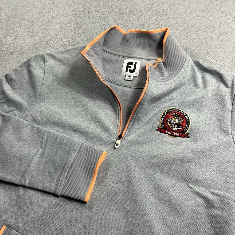 Footjoy Women's Large Gray Orange Long Sleeve Quarter Zip Golf Pullover